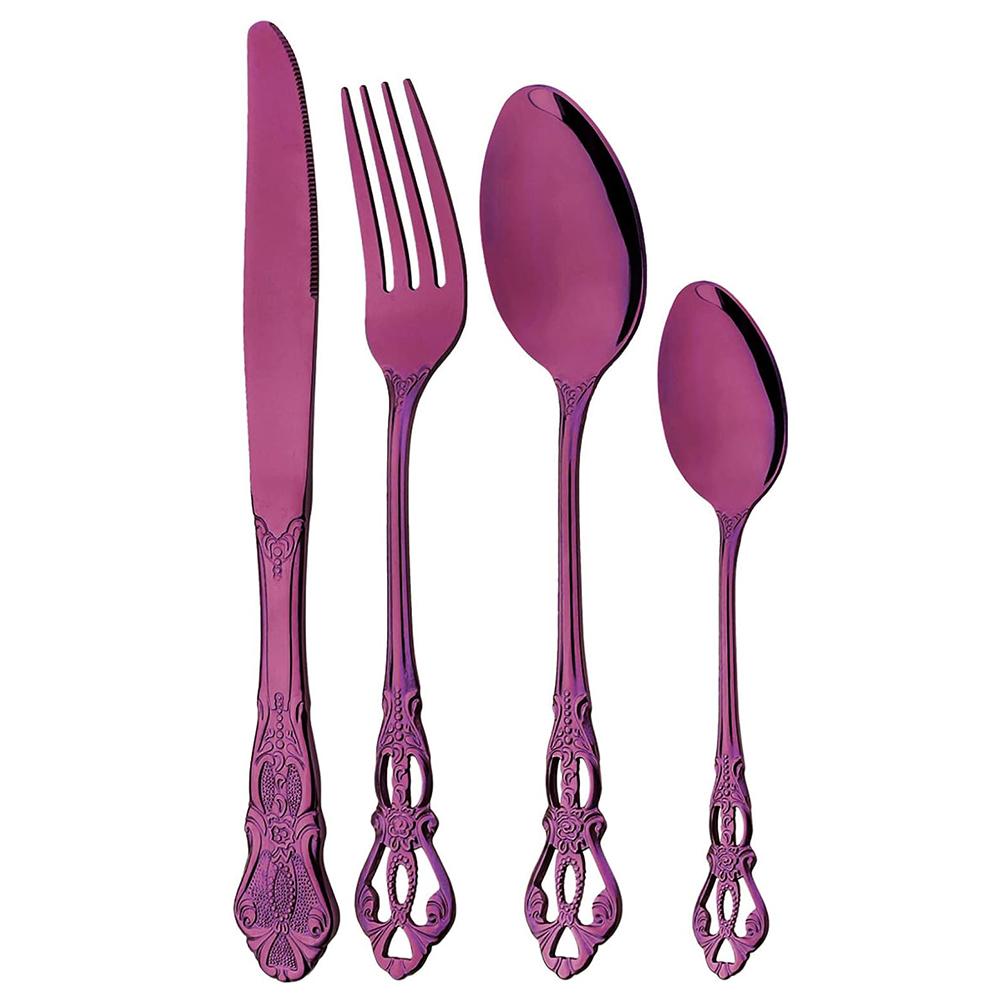 4-teiliges Luxus Royal Besteckset, Edelstahl Besteckset Service für 1, Spülmaschinenfest