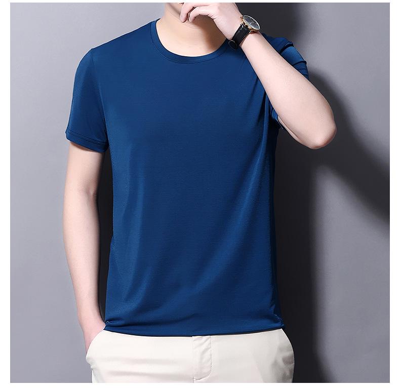 Men's Quick-Dry Modal Short Sleeve T-shirt - Lightweight, Solid Color, Round Neck Casual Summer Wear