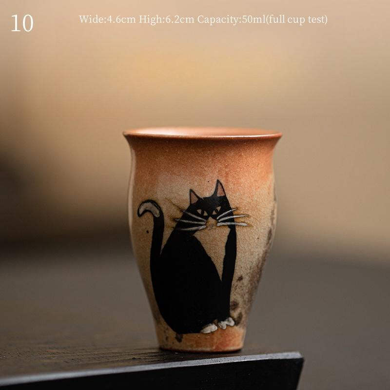 60ml Cute Zhi Ye Cat Teacup Chinese Ru Yao Ceramic Opening Cup Pottery Beautiful Cups Tea Cup Set Teaware For Tea Ceremony