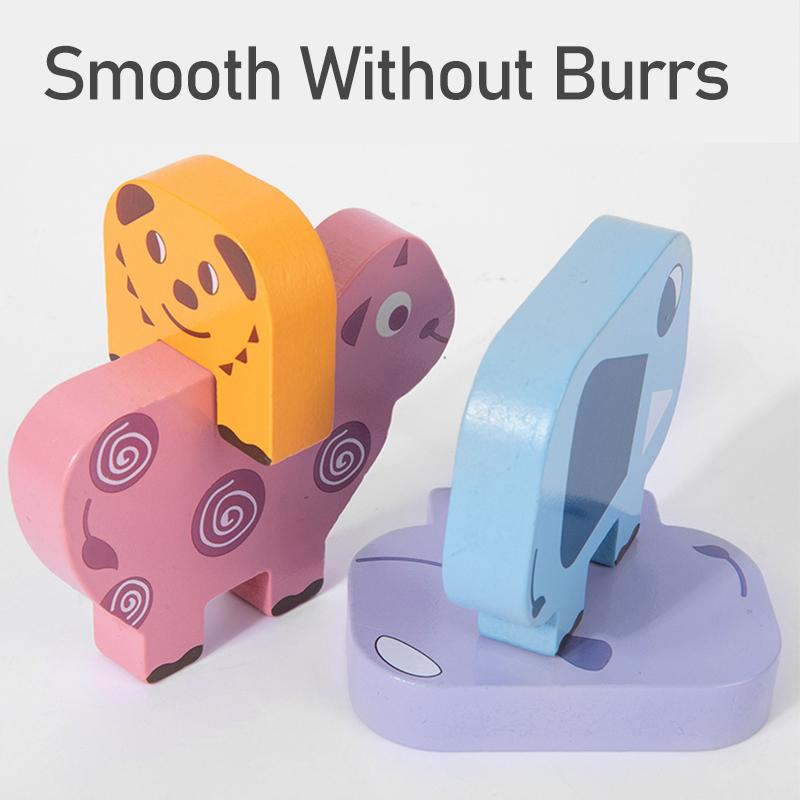 Animal Blocks Wooden Toys Matching Stacking Balance Thinking Sorting Board Game Montessori Sensory Educational Toys for Children