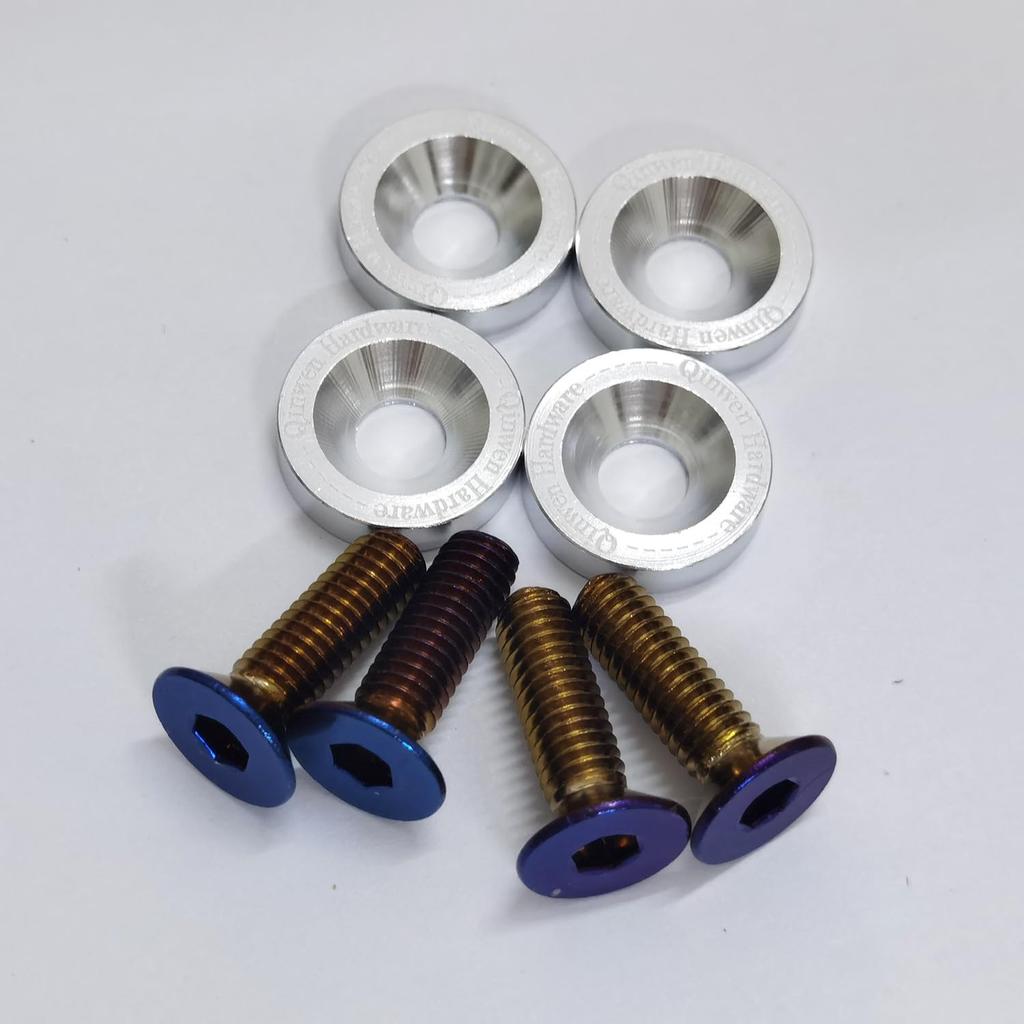4 Pcs License Plate Bolts Car License Plate Bolts Exterior Parts Bolts Titanium Baked