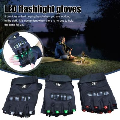 1 Pair LED Flashlight Gloves Multi-purpose Fishing Hiking Camping Repairing Work Hands-Free Gloves