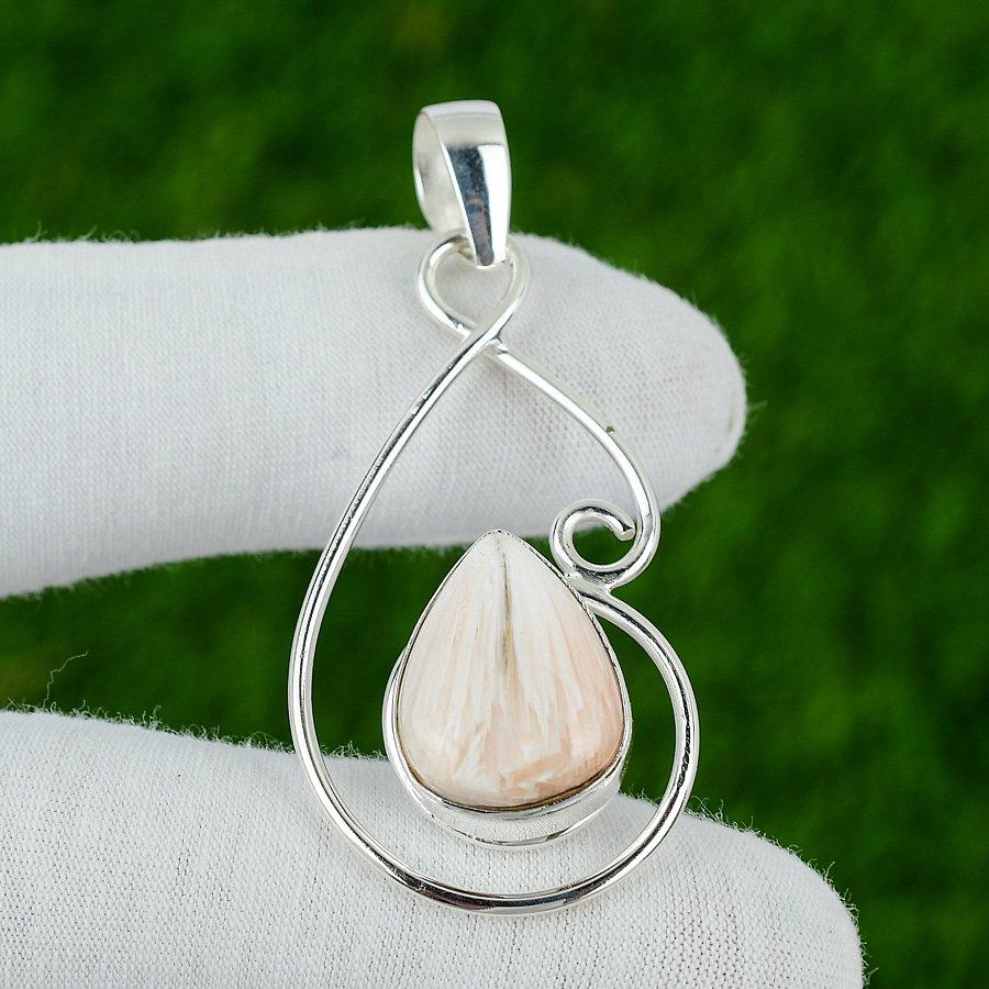 

Natural Scolecite Gemstone Pendant 925 Sterling Silver Indian Jewelry For Women