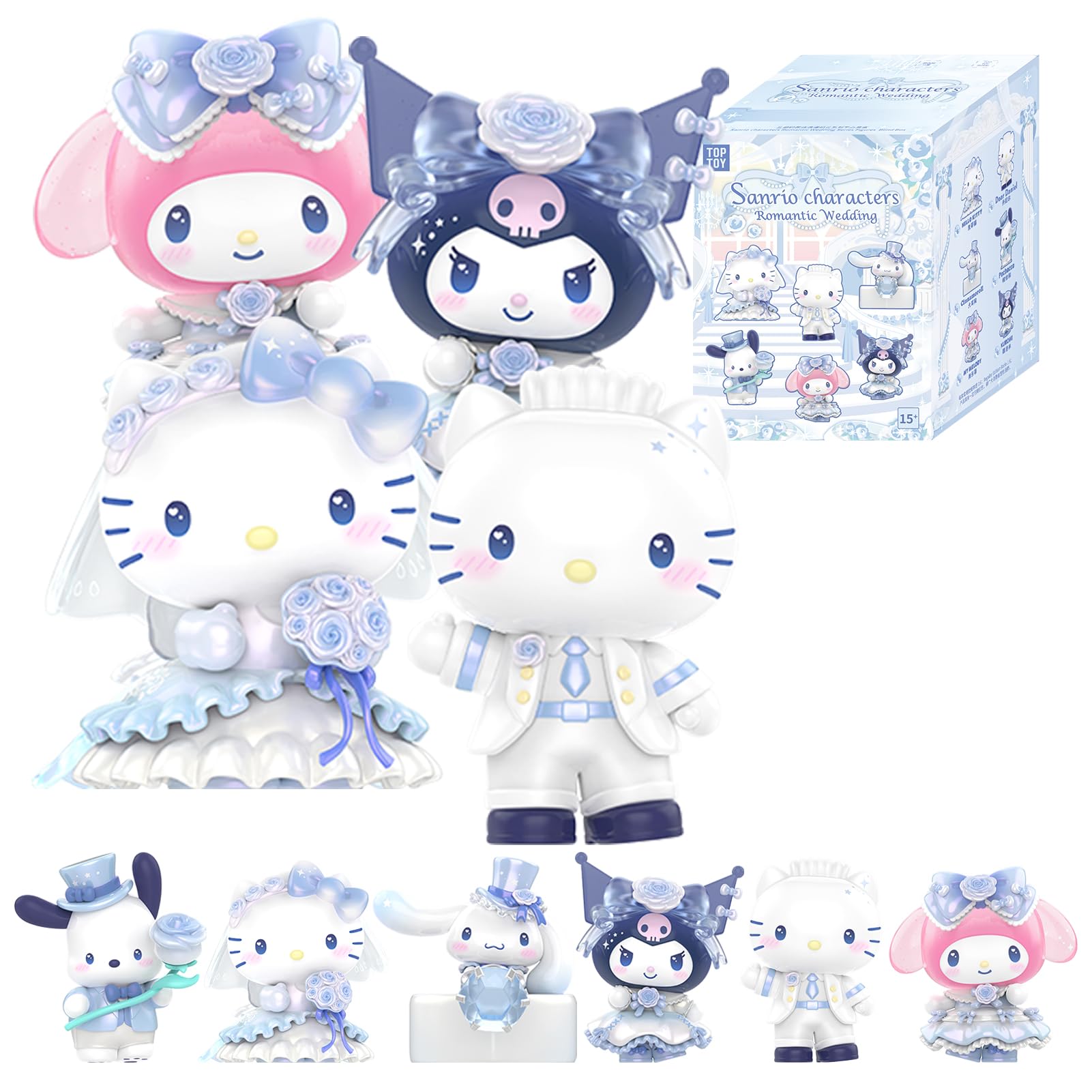 

TOP TOY Sanrio Серия «Романтическая свадьба» [1 шт.] Гашапон Фигурка в слепой коробке Мягкий винил ПВХ Подарок Игрушка на день рождения Романтическая вечерняя вечеринка Куроми Май Мелоди