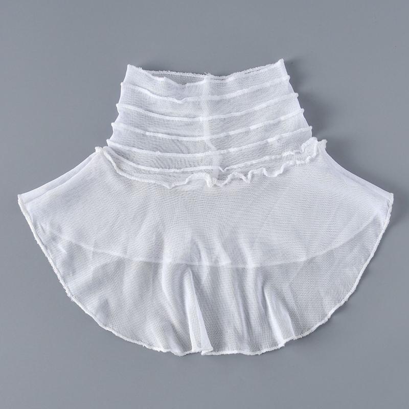 Elegant Mesh Multilayer Pleated Fake Collar Decorative Neck Cover Half Top Collar Sweater Shirt Detachable High Collar