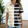 Blouse Satinée Manches Courtes Hauts en Soie Chemises Boutonnées Tenues Business Casual pour Femmes