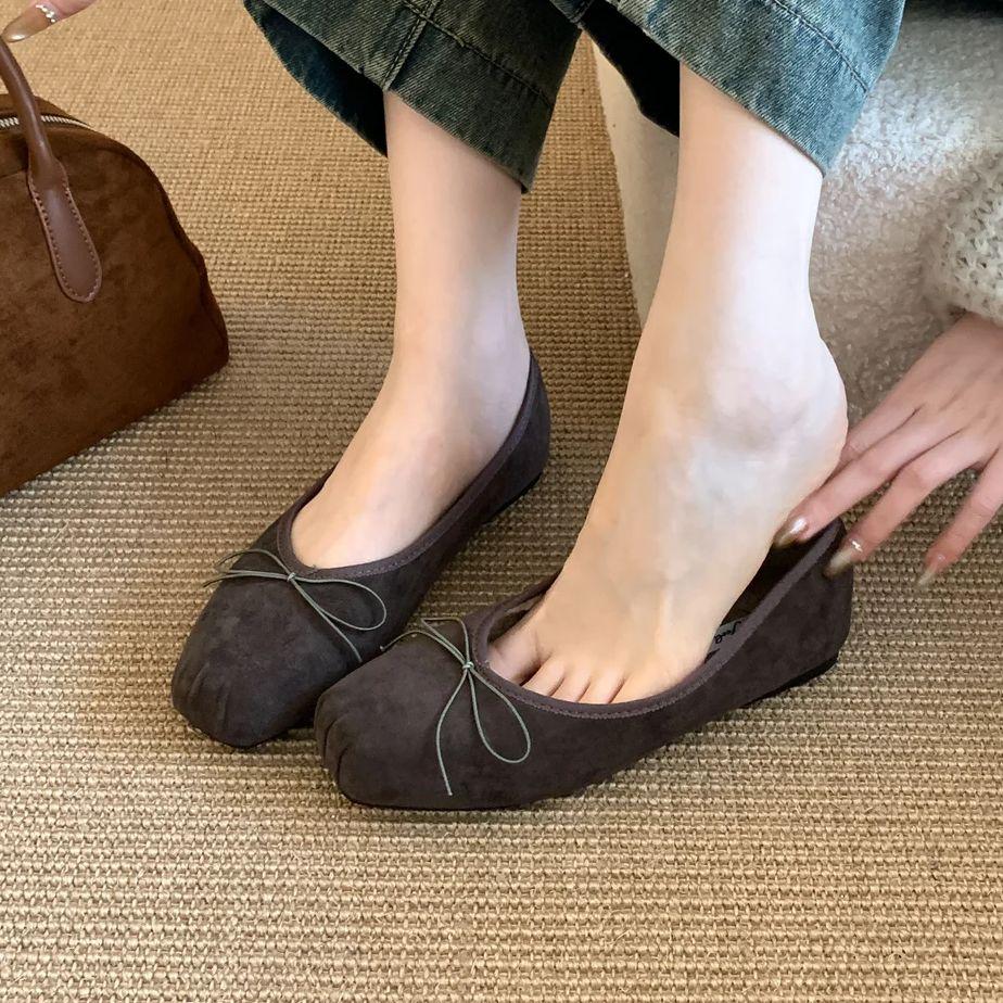 Fashion Bailamos Slip On Women Fur Flats Fashion Elegant Butterfly-knot Autumn Furry Shoes Classics Ladies Comfort Soft Sole Mary Jane S