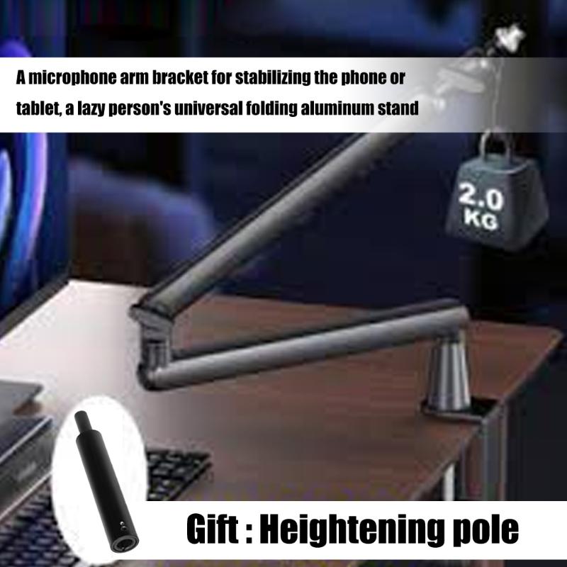 Foldable Portable Aluminum Mic Boom Stand Shake Proof Design Compatible for Smartphones Tablets Podcast Studio Use