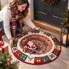 Stain Resistant Christmas Round Carpet Crystal Velvet Festive Area Mat  Family Gathering