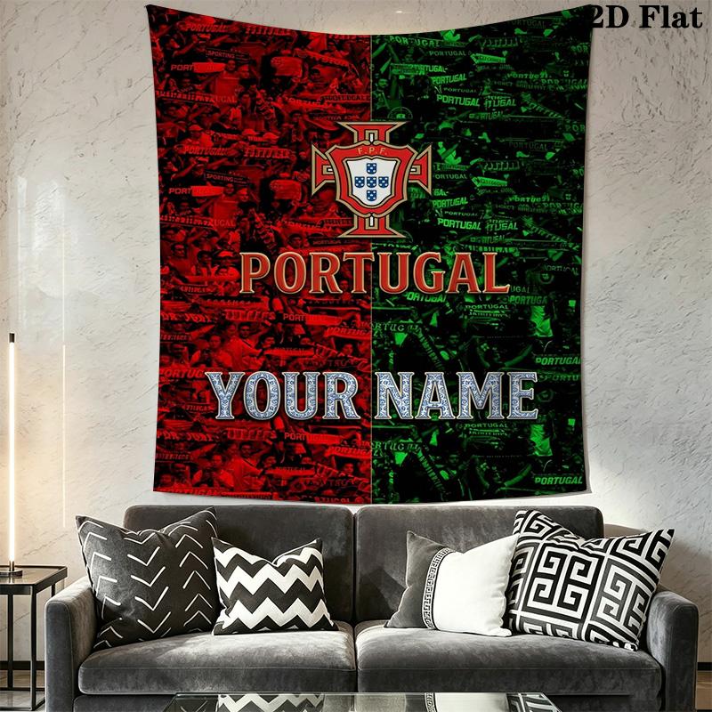 Name Custom PORTUGAL Wall Tapestry Aesthetic Wall Hanging Printed Fabric Blanket Decorative Tapestries for Bedroom Living Room Home Decor