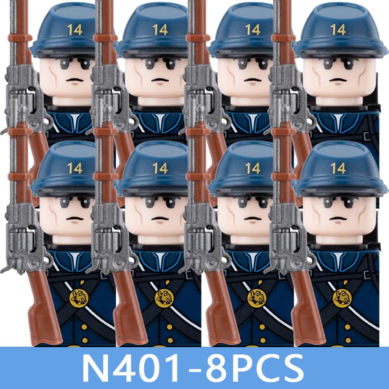 8pcs MOC City Series Soldier Figures Building Blocks Street View Military Female Warrior Accessories Guns Movies Christmas Bricks Toy