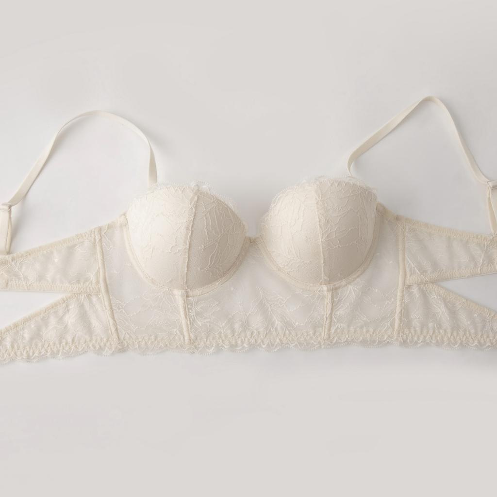 Halbschalen-BH mit Spitzenrand für Damen, Sammel-Anti-Hänge-BH, Herbst-Dessous für Damen