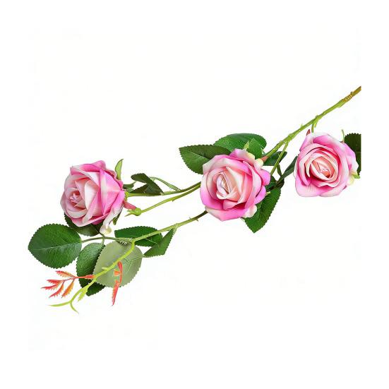 Artificial Rose Flower 3 Heads Full Blooming Fake Silk Roses Bouquet with Stem for DIY Vase Home Wedding Party Centerpiece