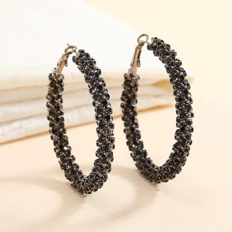 Chic European & American Cross-Border Circle Earrings: Trendy, Slim, Unique, Cold-Style Diamond Design.