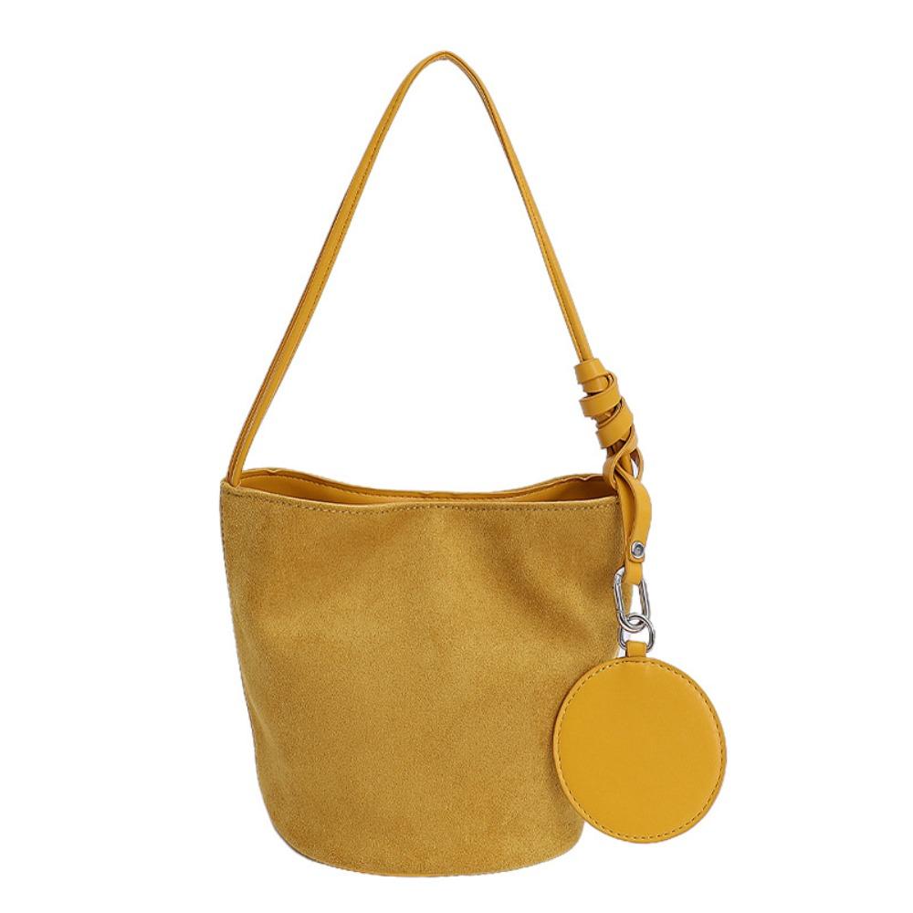 with Round Pendant Slouchy Hobo Bags Shoulder Bag Solid Color Tote Bag  Summer