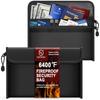 Upgraded Fireproof Document Bag (6400℉), 8.6”x 5.9” Waterproof Fireproof Money Bag for Cash, Organiser for Storing Important Documents and Valuables