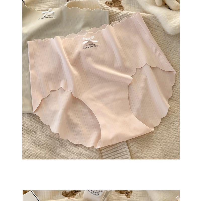 Women Mid Waist Seamless Antibacterial Ice Silk Panties With Pure Cotton Crotch