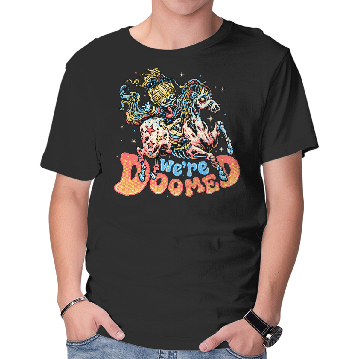 Unisex Crew Neck T-Shirt We Are Doomed Graphic Short Sleeve Casual Tee XXL