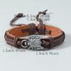 Retro Wolf Head Charm Bracelet for Men Handwoven Leather Adjustable Punk Style Bracelet Simple Jewelry Gift