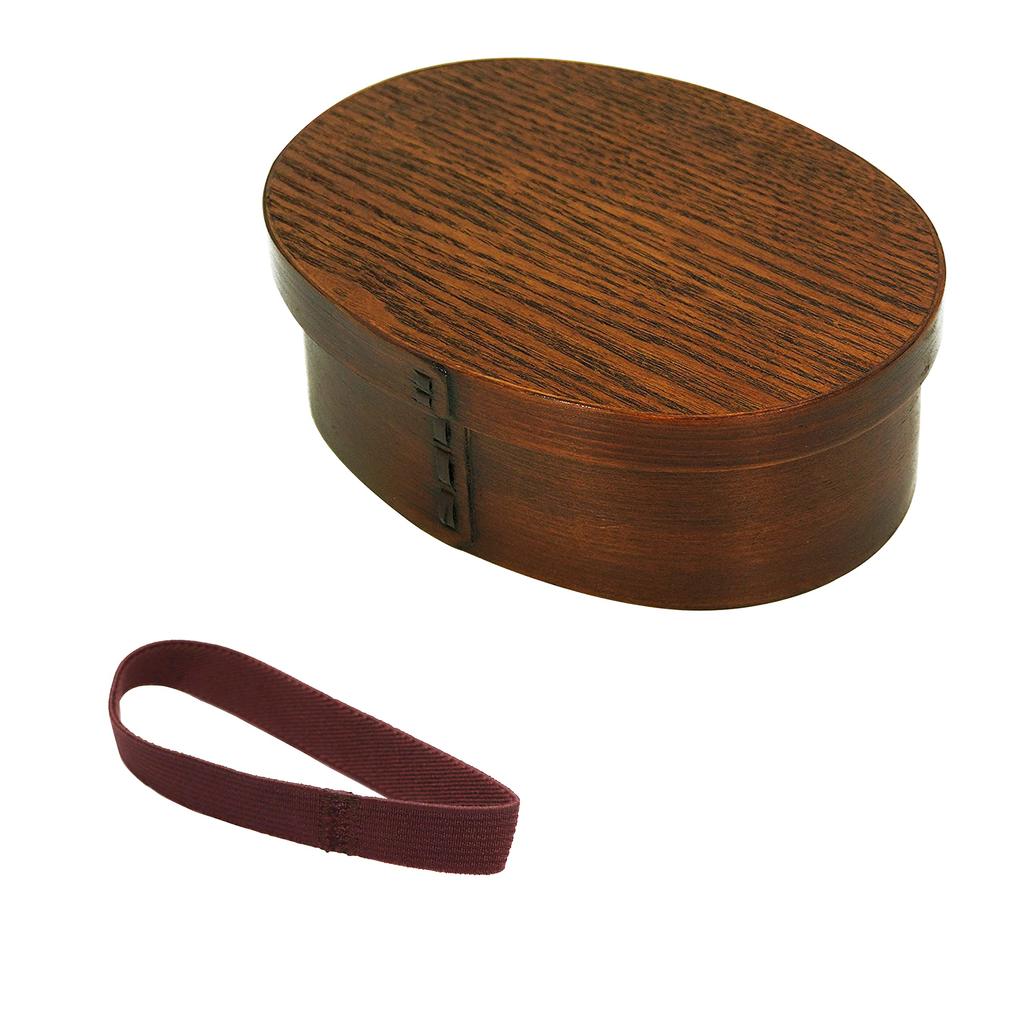 Osaka Choseido Magewappa Bento Single Lunch Bonus Brown Band Box, Oval, Tier, Divided, Band, Included, Large, 600cc,