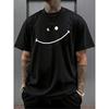 Playful Quirky Smiling Face Print Men'S Casual T-Shirt, Summer Men'S Round Neck Short Sleeve T-Shirt Men'S Fashion Versatile Trendy Print Short Sleeve