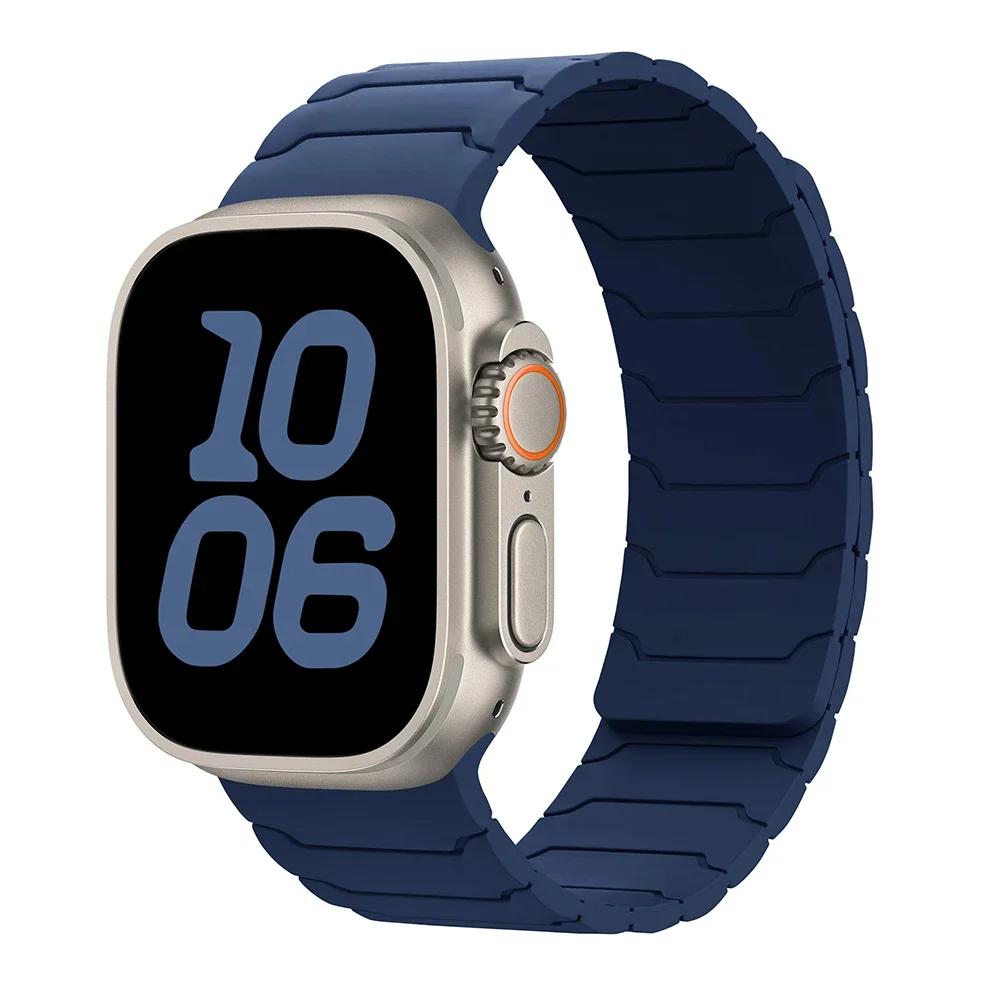 Strap For Apple Watch Ultra 2 Band 49mm 44mm 45mm 40mm 42mm 46mm 41mm 38mm Magnetic Silicone Bracelet IWatch Series 10 SE 9 8 7