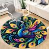 1pc Peacock Feathers Office Round Area Rug, Under Office Chairs Bedroom Living Room Home Decor, Room Deco