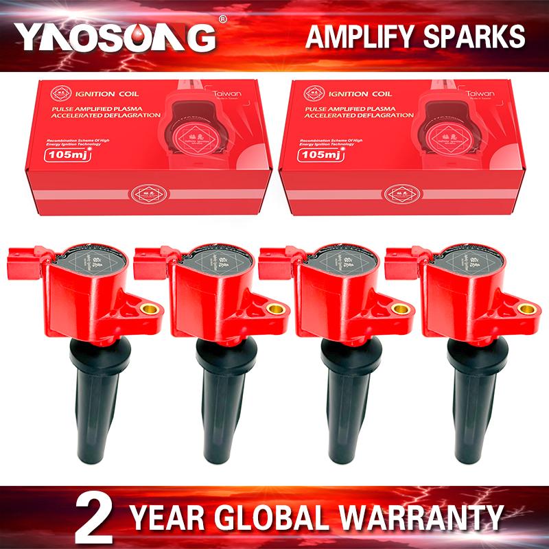 4x red Ignition Coil for ford Escape Focus Mazda 2.0L 2.3L DOHC DG541 FD505 DG507 4M5G-12A366-BC 4M5E-12A366-AA High performance red