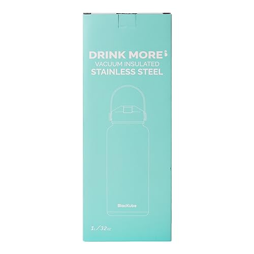 Blackube Water Bottle with Straw, 1 Liter Vacuum-Walled Sports Bottle, Large Capacity, Stainless Steel Thermos, Perfect for Girls and Boys, Taxi Drive