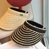 Contrasting Twist Braided Striped Beach Sunscreen Empty Top Hat Spring and Summer Casual Versatile Topless Cap