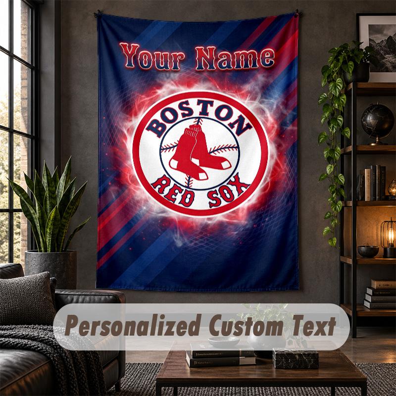 Personalized Wall Tapestry,Boston Red Sox Custom Text, Soft Fabric Wall Art For Indoor Decoration