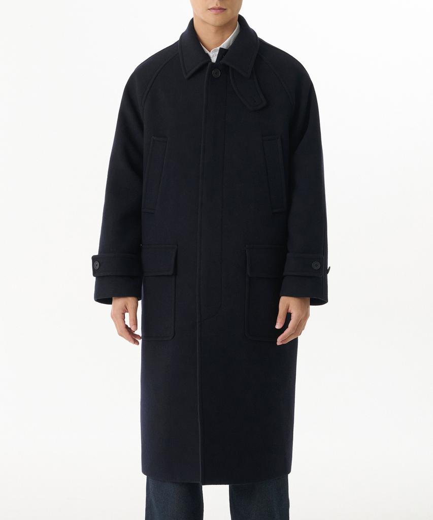 Musinsa Standard Wool Blend Oversized Muff Balmacaan Coat [Navy]