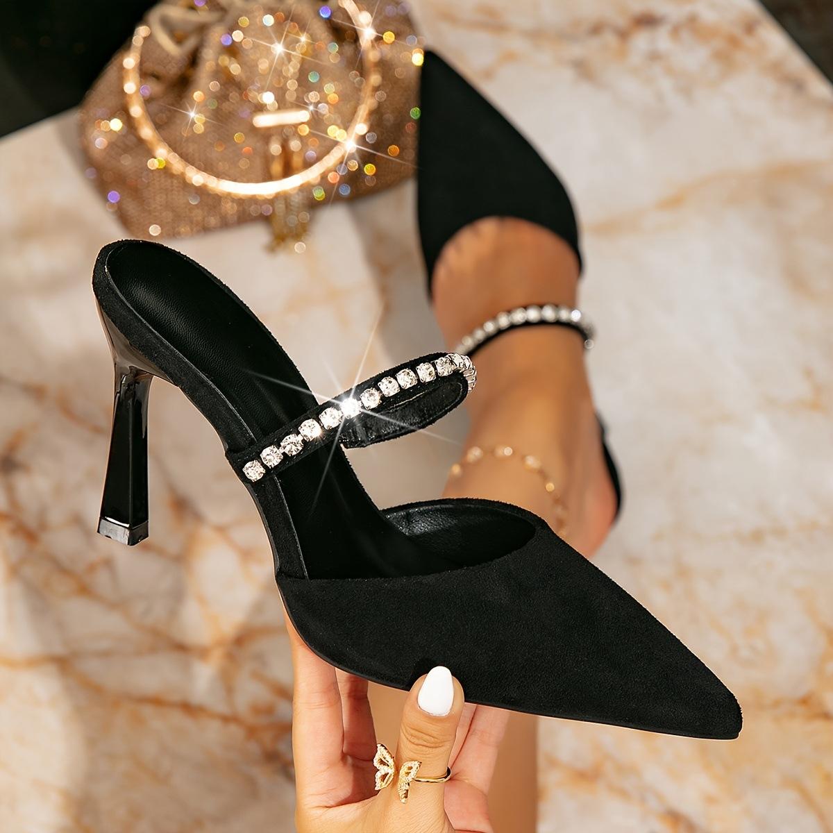 

Женские босоножки на высоком каблуке модные на тонком высоком каблуке с квадратным носком черные с цепочкой и стразами простые босоножки-однопедальки женские 42 чёрный