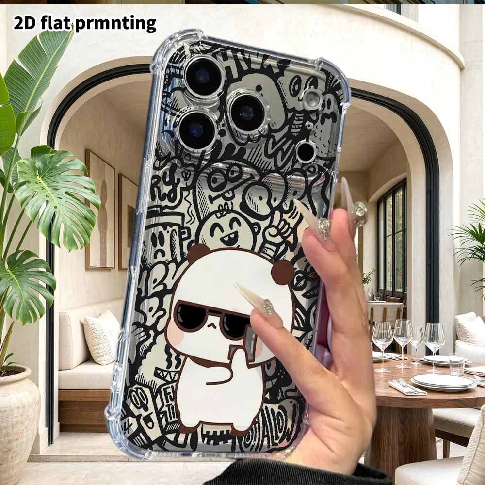 Phone Case: 2D Flat Suitable for iPhone 18 17 16 15 14 13 Pro, Transparent Corner Protection Case, Cool Boss Style, Christmas and Halloween Gift