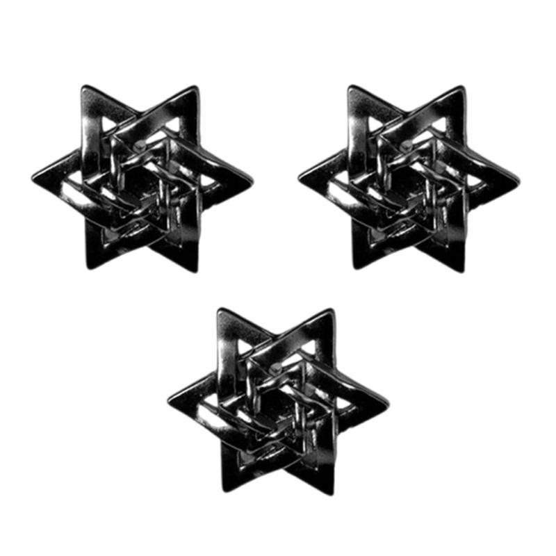 Vintage Hexagram Alloy Brooch Elegant Retro Design Sturdy Allergy Resistant Jewelry Accessory For Women Men