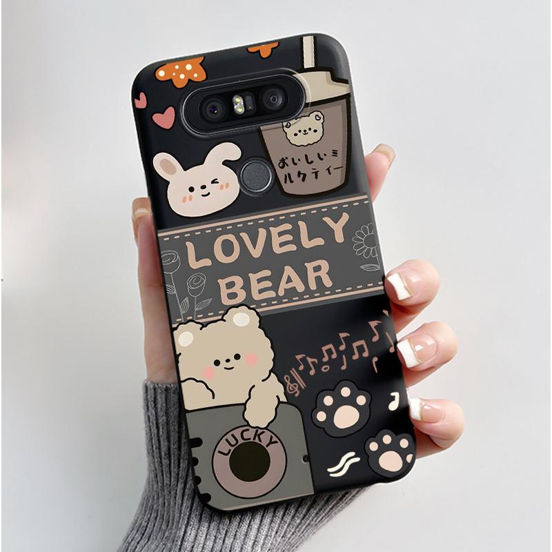 Cute Case For LG Q8 Funda Fashion Capa Coque Printing Shell Protective Cover Soft Silicone Cartoon Black Casing