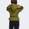 Adidas Striped Print Zip-Up Hooded Jacket With Drawstring Waist Women Outerwear Army-Green GM0699