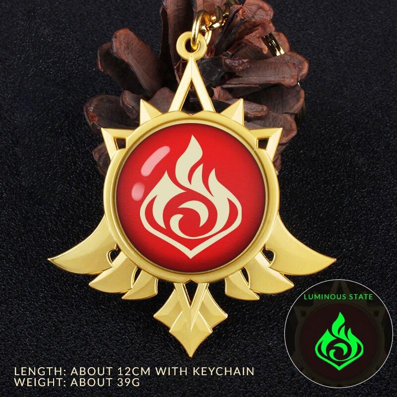 

Аниме Genshin Impact God s Eye Paimon Diluc металлический брелок для ключей сумка кулон подарок красный