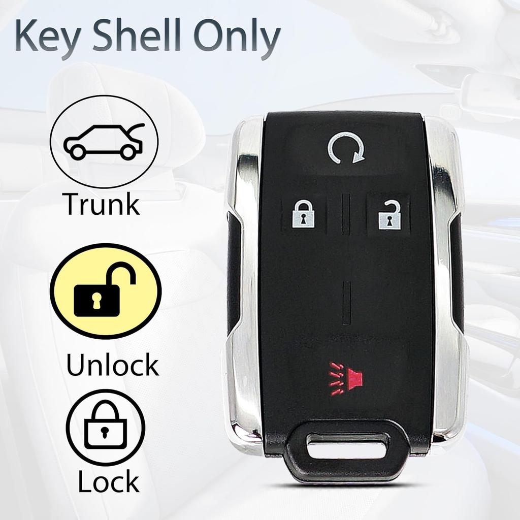 Key Fob Shell Case Replacement Fits for Chevy Silverado Colorado GMC Canyon Sierra 2014 2015 2016 2017 2018      Keyless Entry Remote Control 4