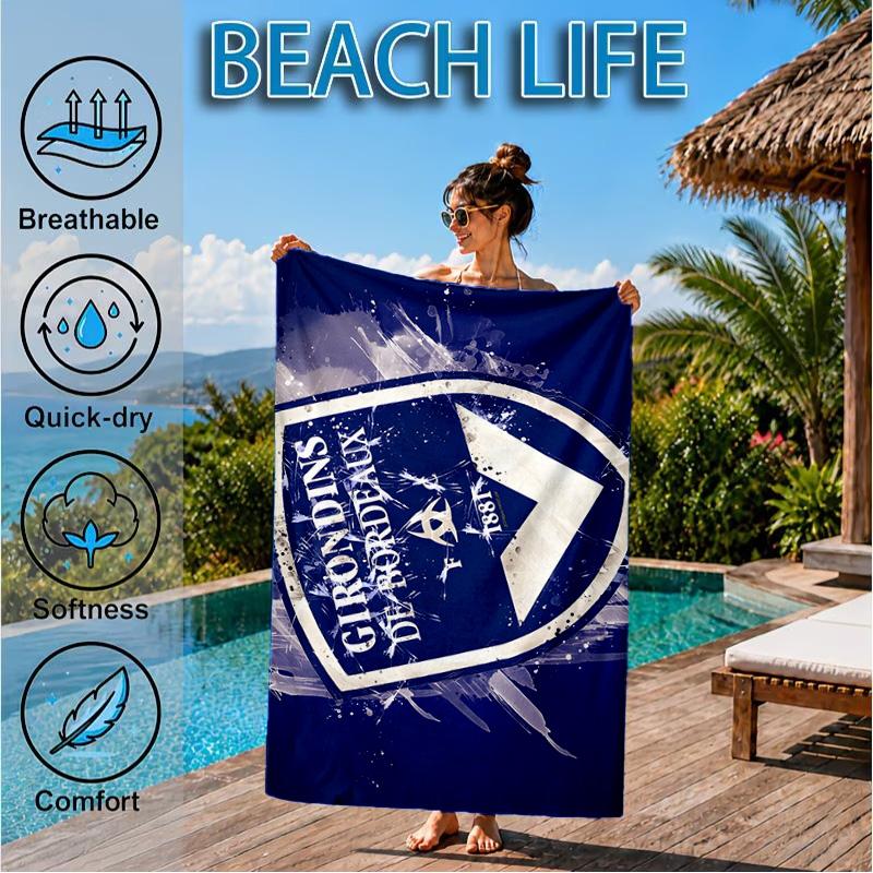 Giron-de Football Crest Printed Microfiber Beach Towel, Soft And Absorbent, Quick-Dry, Ideal for Summer Travel, Beach Essential, Swimming Pool
