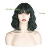 MERISIHAIR Krótkie ciemnozielone falowane peruki z grzywką, czarne mieszane zielone krótkie boby falowane kręcone peruki dla kobiet, syntetyczne peruki cosplay party realistyczne dla dziewcząt