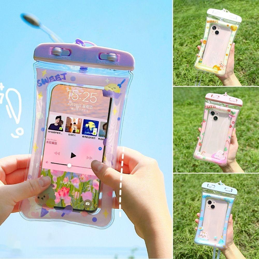 Bolsa de Celular de Desenho Animado à Prova d'Água Bolsa para Mergulho em Águas Bravas Nadar Case Capa Seca Subaquática Para Celular Esportes Aquáticos Praia Piscina Esqui