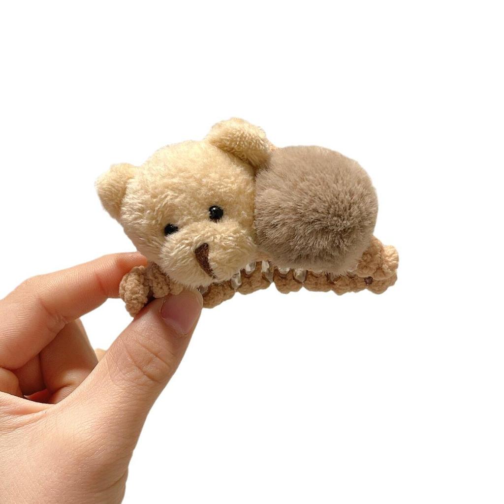 Autumn/Winter Bear Pompom Back Clip: Plush, Cute Hair Accessory for High Ponytails & Half-Up Styles