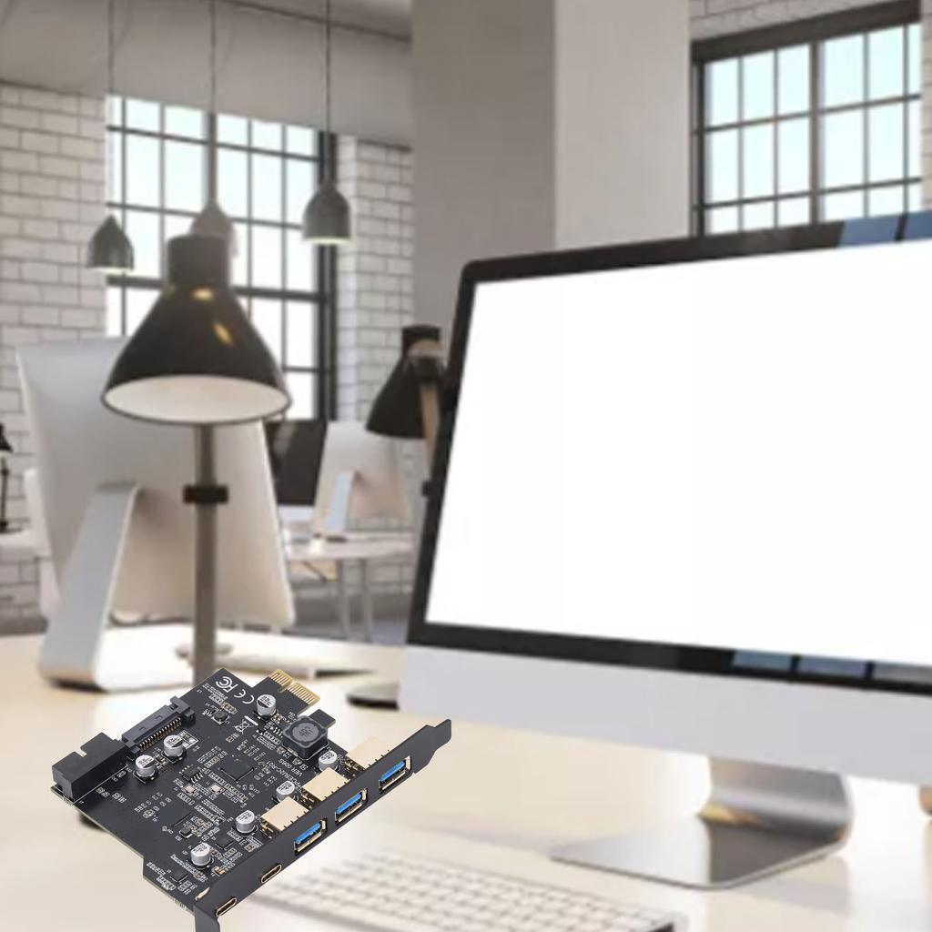 PCIe To USB 3.2 Card High Speed PCIe Expansion Card 5 Port Easy Installation 3 USB Type A Stable for Desktop PC for OS X