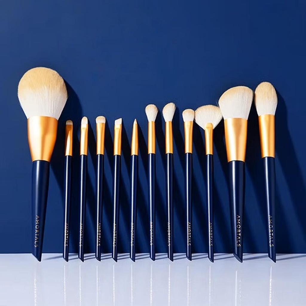 AMORTALS Makeup Brushes Set of 12 (Eye Shadow Brush, Powder Brush, Blush Brush) Portable Beauty Tools