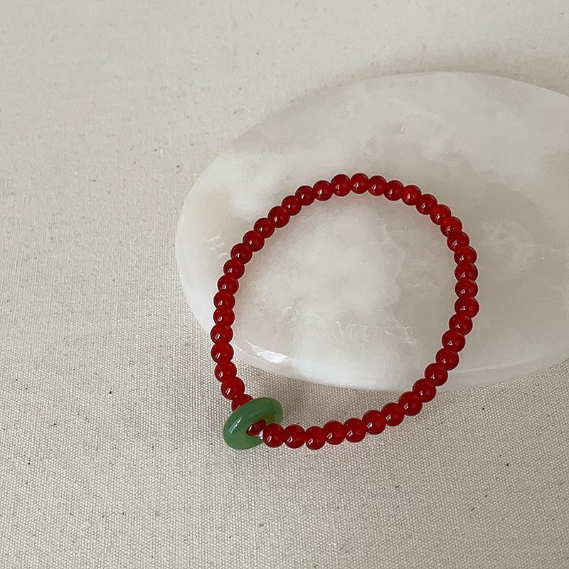

Новый китайский стиль красный бисер зеленый бегущее кольцо эластичный веревочный браслет ожерелье женский легкий роскошный модный универсальный браслет ювелирные изделия