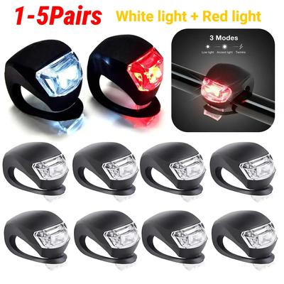 1-5 Paires LED Silicone Ensemble de Lumières Avant Arrière pour Vélo 3 Modes Étanche VTT Vélo de Route Lampe Frontale Lampe d'Avertissement Arrière