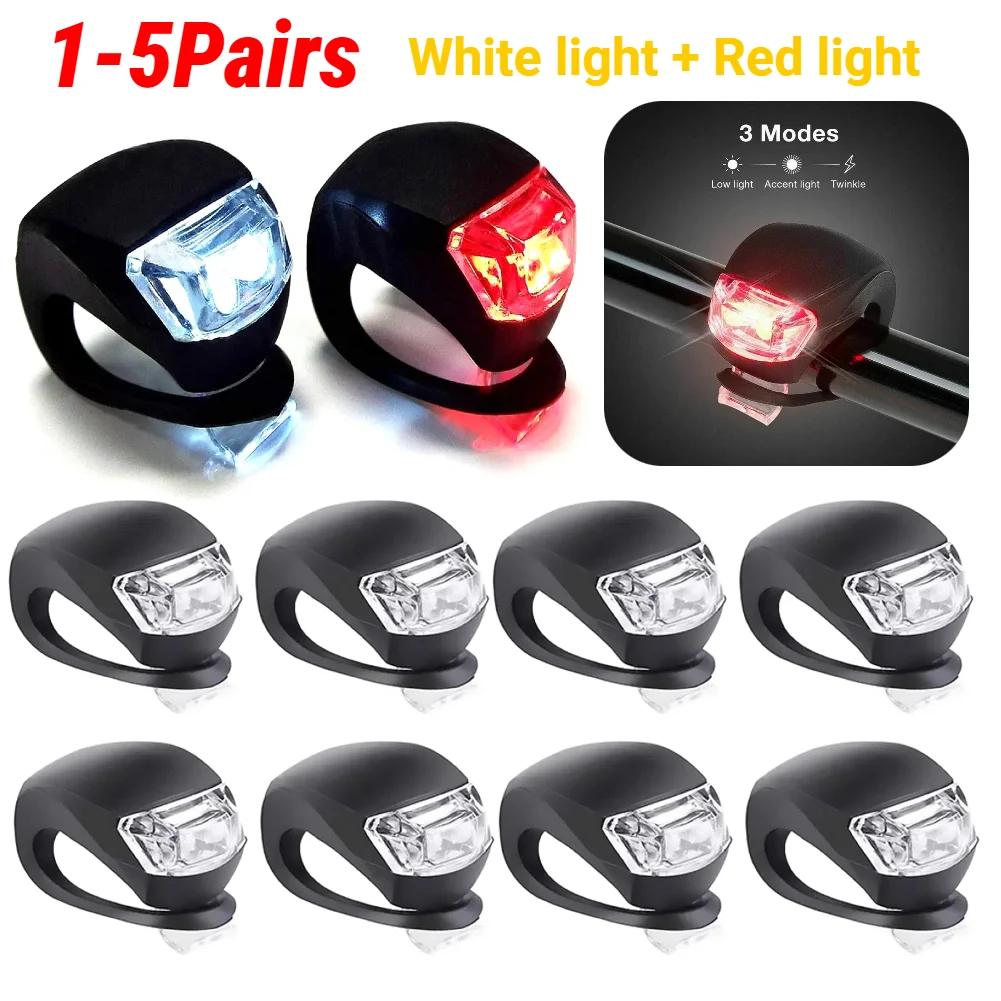 1-5 Paar LED Silikon Fahrrad Front Rücklicht Set 3 Modi Wasserdicht MTB Berg Rennrad Radfahren Scheinwerfer Rücklicht Warnleuchte