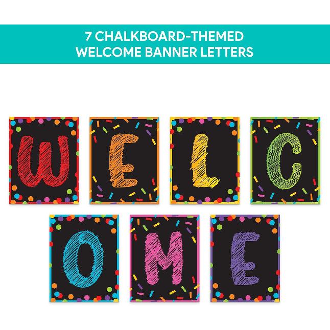 Decorably 15 Chalkboard Welcome Back to School Bulletin Board Decorations, pirational, Matte-Laminated Posters - for Classroom, School Hallways