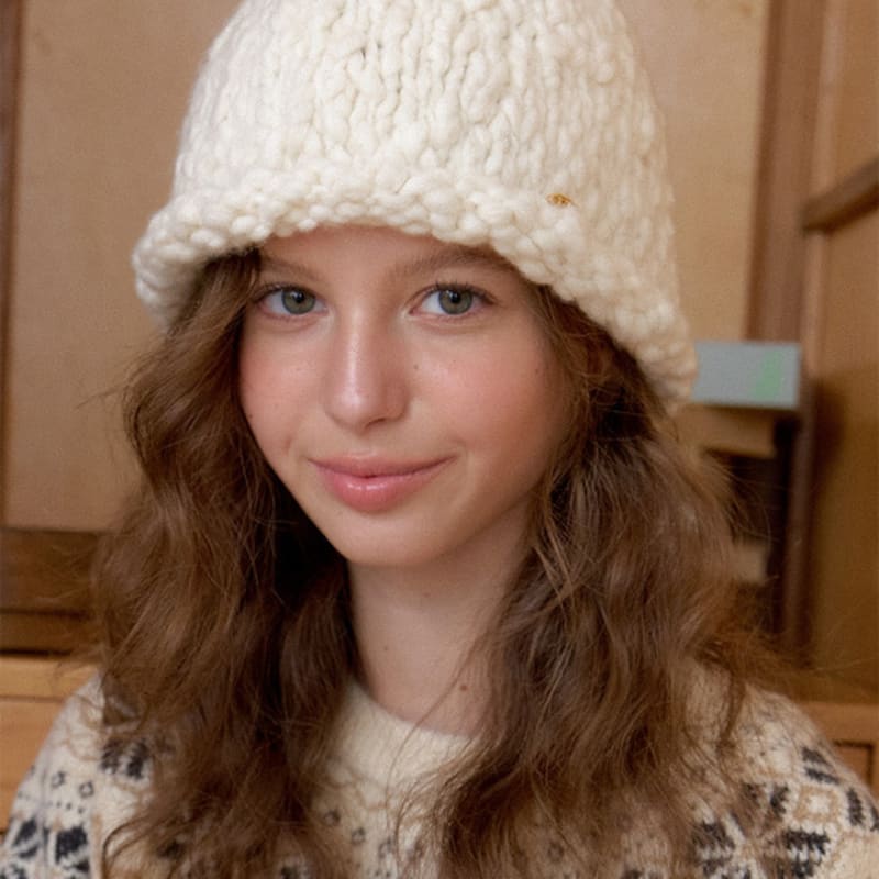 

OVLA [HAND CROCHET] texture wool bucket hat_2color HA066 Ivory